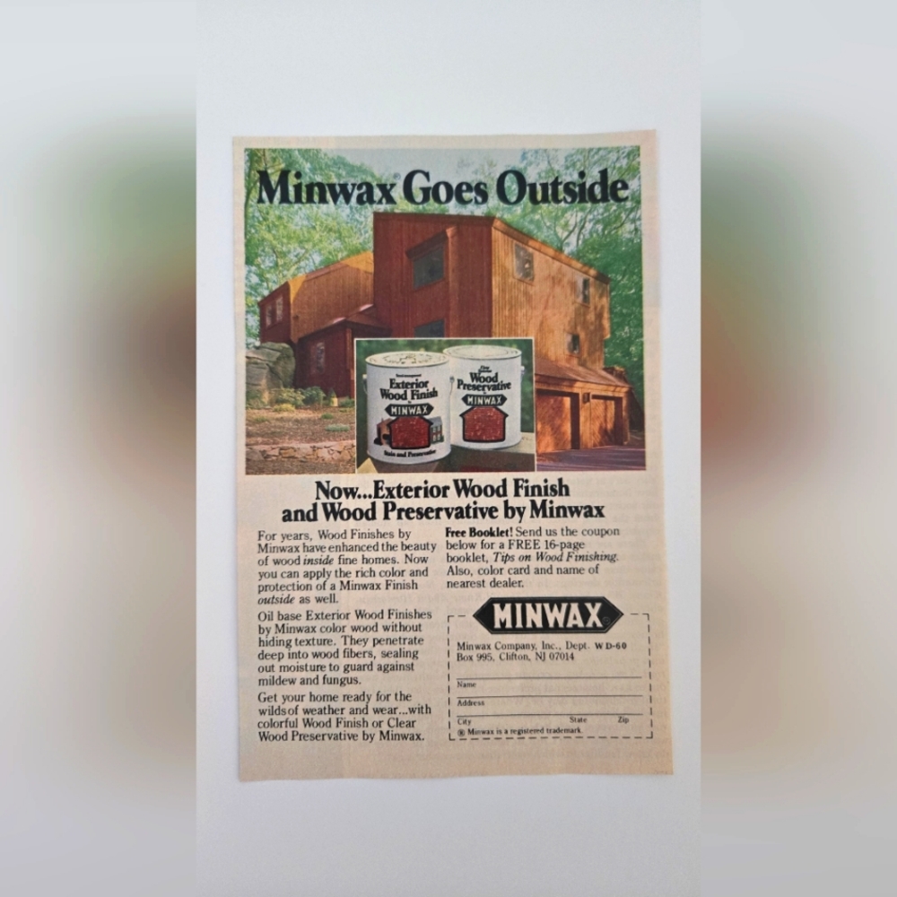 1980 Minwax Exterior Wood Finish and Wood Preservative Ad - Minwax Goes Outside